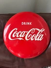 Vintage Coca-Cola 12” Button Metal Soda Sign Face Very Clean !  Authentic !