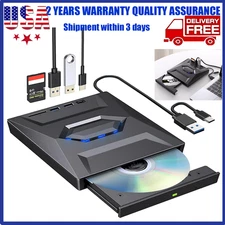 USB 3.0 External 3D Writer Burner Drive CD DVD Burner - Laptop PC Windows 11/10