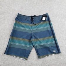 O'Neill Board Shorts Mens 30 Blue Striped Drawstring Pocket Stretch Superfreak