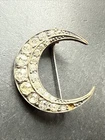 Antique Silver Metal Brooch Art Deco New Designer Crescent