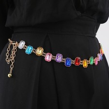 Women's Rhinestone Belly Chain Jeans Metal Chain Waist Belt Body Jewelry Concert