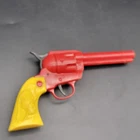 Vintage Marx Plastic Toy Cap Gun Revolver Red Yellow Cowboy Pistol