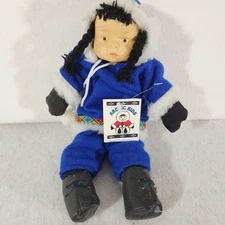 Eskimo Inuit Yupik Doll Girl Alaska Souvenir Toy Porcelain head 7 inches Tall