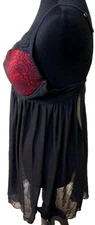 Daisy Fuentes Black Red Sexy Sheer Lace Padded Cups Babydoll Nightie Size XL