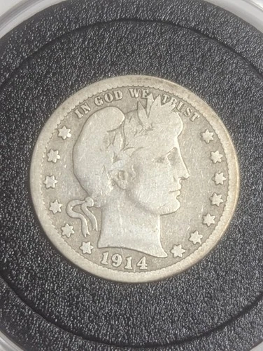 KEY DATE 1914-S San Francisco Barber Silver Quarter 25C ONLY 264K Minted