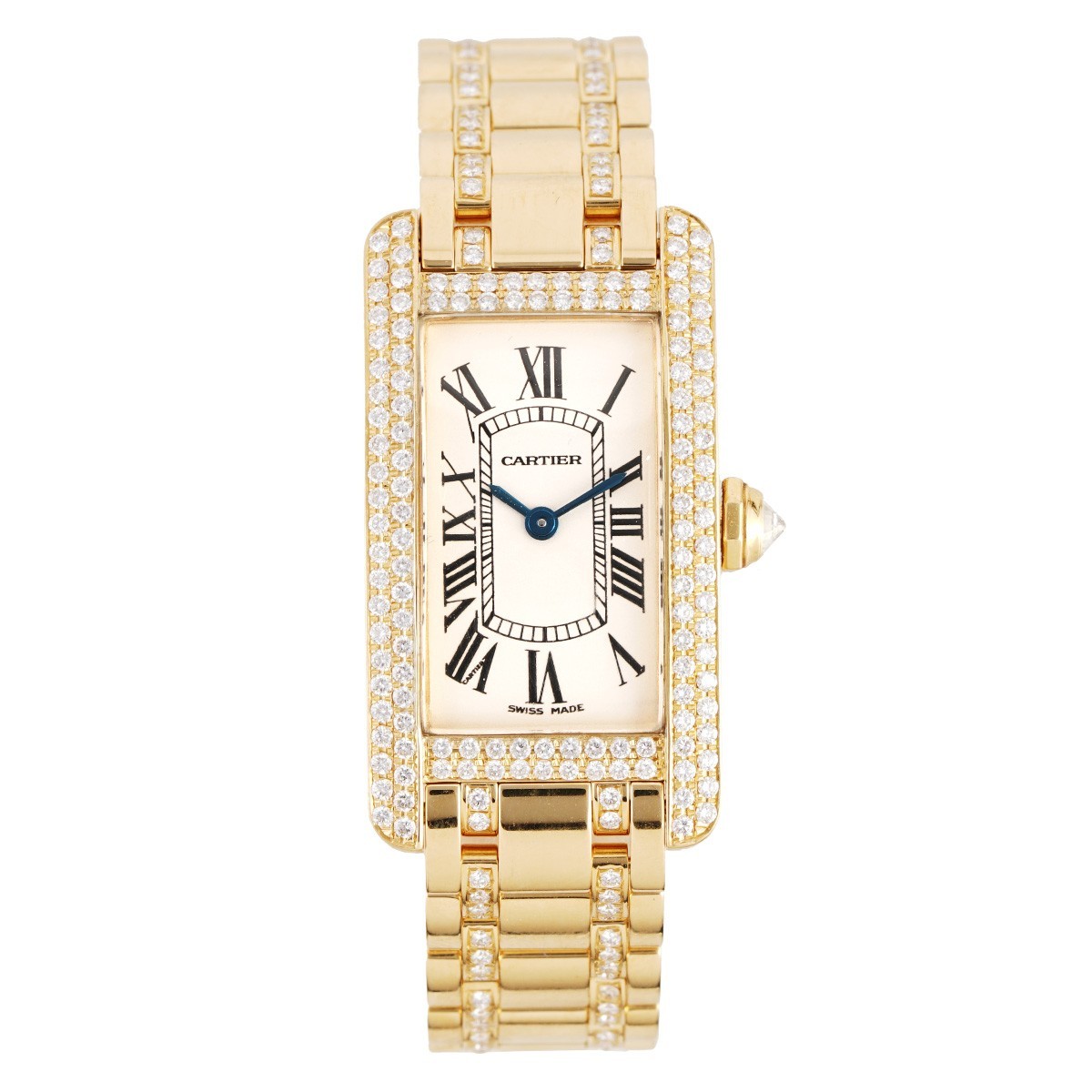 Cartier American Tank Ladies 18K Gold Watch Ref 2482 2002 Excellent Condition-image