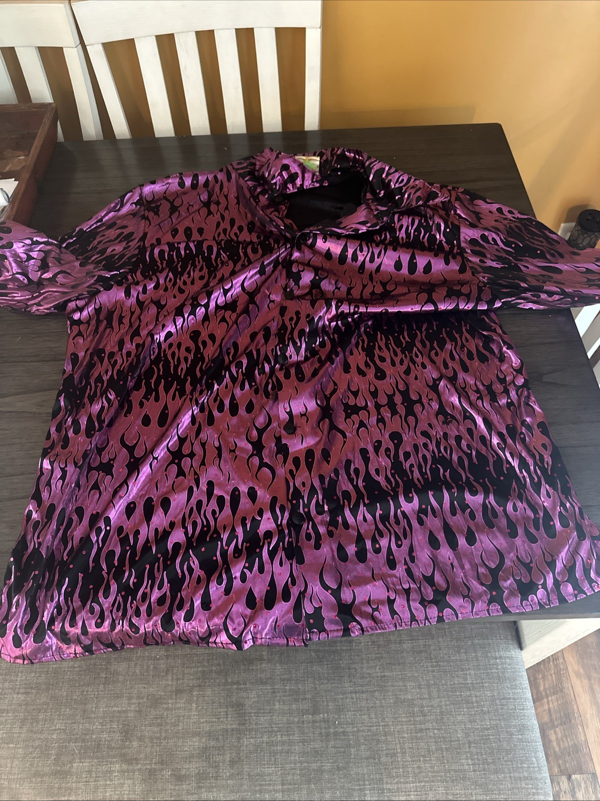 Vintage Charades Flame Metallic Party Shirt Mens  (XL)