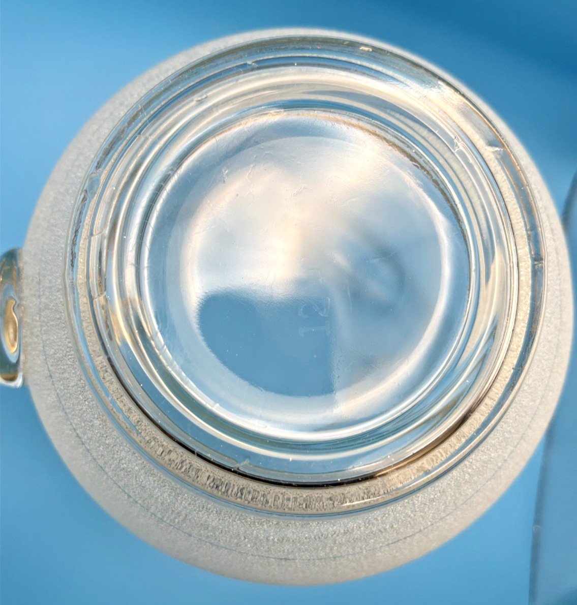 West Virginia Glass Blendo Pitcher Clear & textured Frosted Glass gold MCM Gift