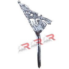 AAR Scottish Highland Bagpipe Piper Kilt Pin Sword Shape with Bagpipe Badge 4"