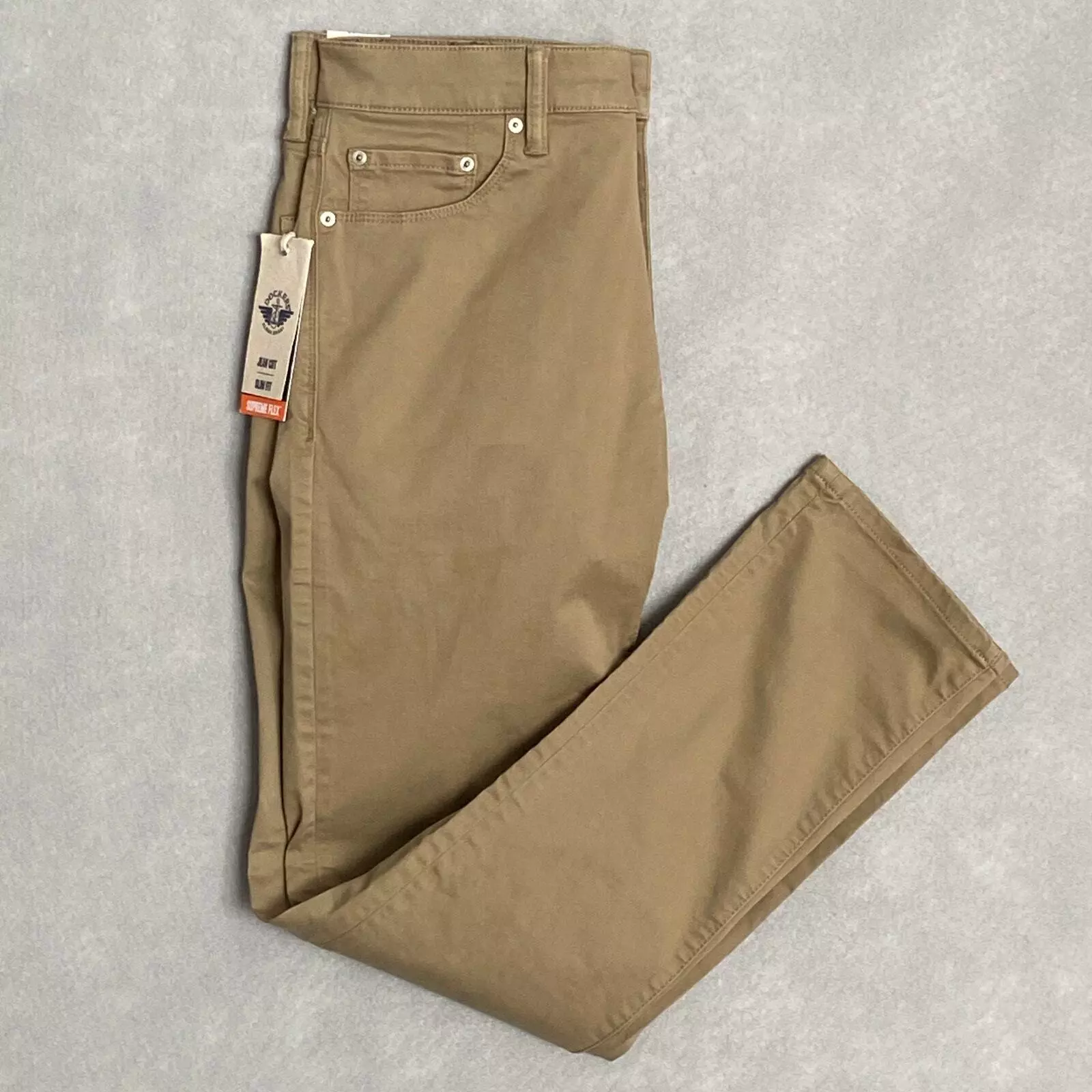 Pantalon homme Dockers coupe jean 30x32 coupe slim supreme flex alpha kaki NEUF