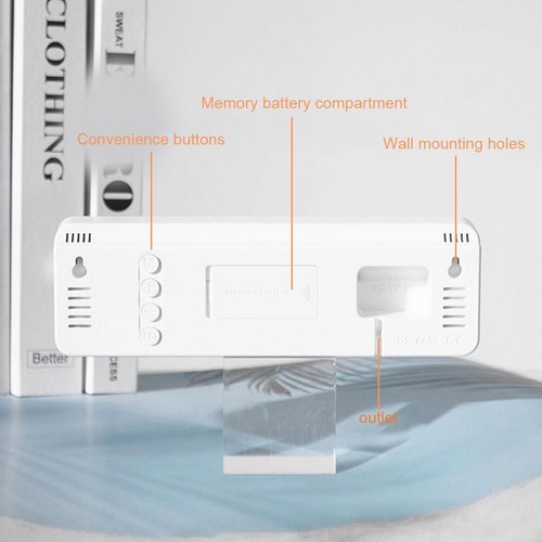 With Calendar Date Temperature LED Large Display USB Clock` Alarm Digital Z5D3 - Picture 8 of 22