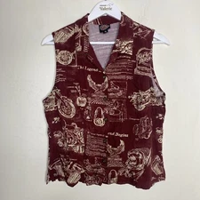 Harley Davidson Vintage Motorcycle Parts Red & Cream Tank Top Size XL USA