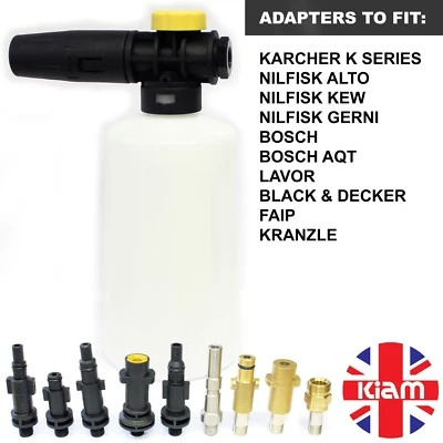 KIAM POWER PRODUCTS Snow Foam Spray Lance Bottle Bosch AQT Karcher Lavor Nilfisk Faip Kew Adapters