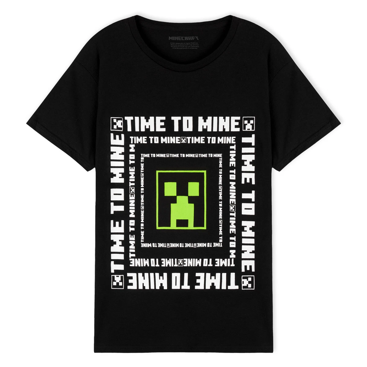 Minecraft Enfant Gar on T Shirt Tee Haut Manche Courte Haut Noir Col Rond