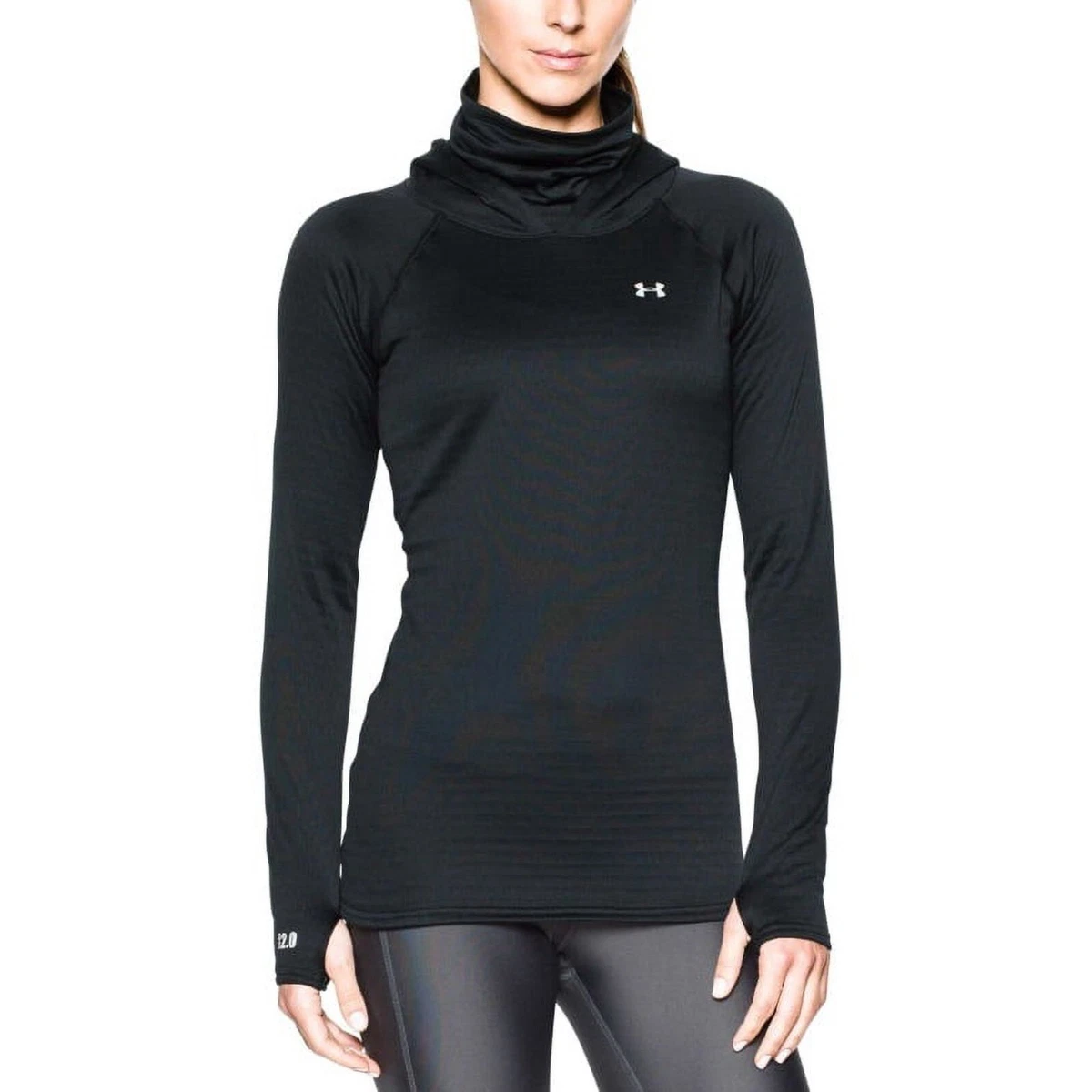 Under Armour UA Base 2.0 Women s Hoodie ColdGear Black Medium Discontinue 65