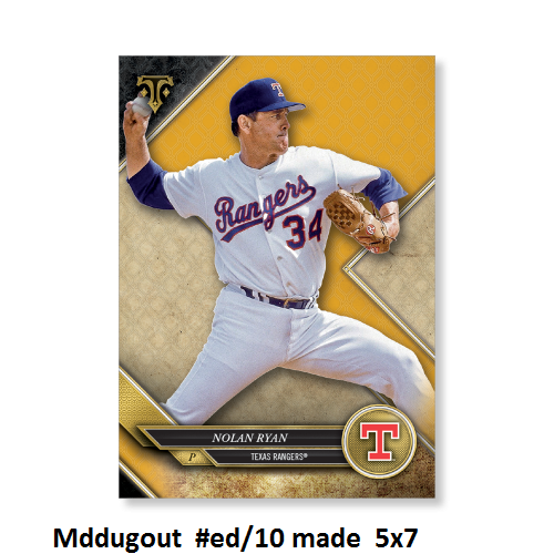 NOLAN RYAN #86 Rangers HOF #ed/10 made Gold 5X7 card 2017 TOPPS TRIPLE THREADS - Picture 1 of 1