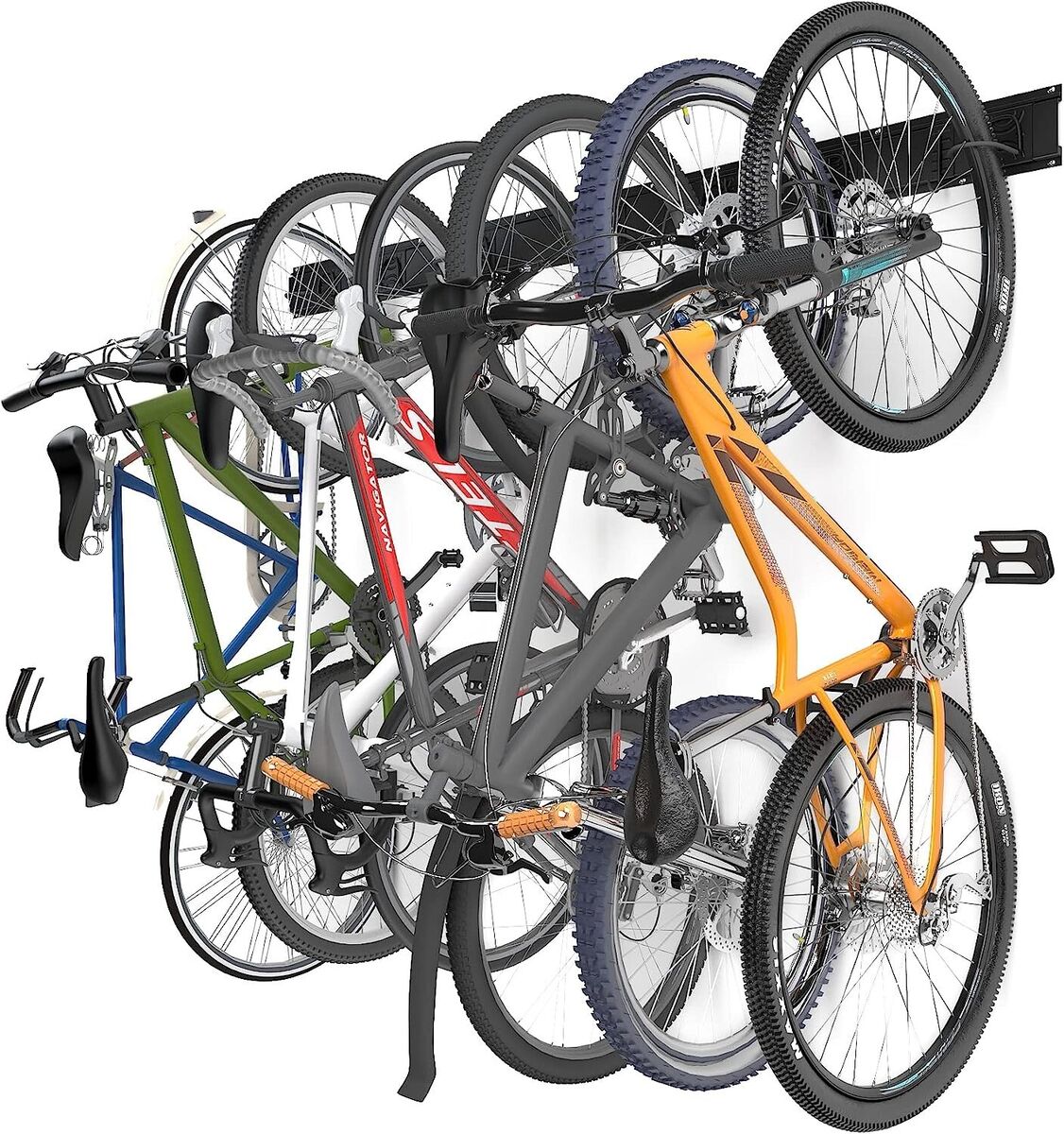 Heavy-Duty Multi-Bike Storage Rack - 6 Bike Rack Garage and 6 Helmet Hooks