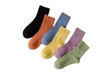 5 Pairs Winter Ladies Solid Color Cotton Thickened Warm Stockings