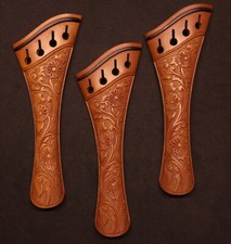 3PCS Handmade Carved boxwood VIOLA tailpiece 15-16" . Harp mode Flowers design