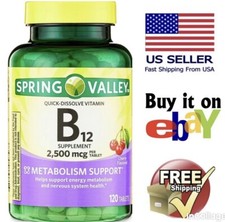Spring Valley Vitamin B12 Quick Dissolve Tablets Supplement 2500 Mcg Cherry 120 