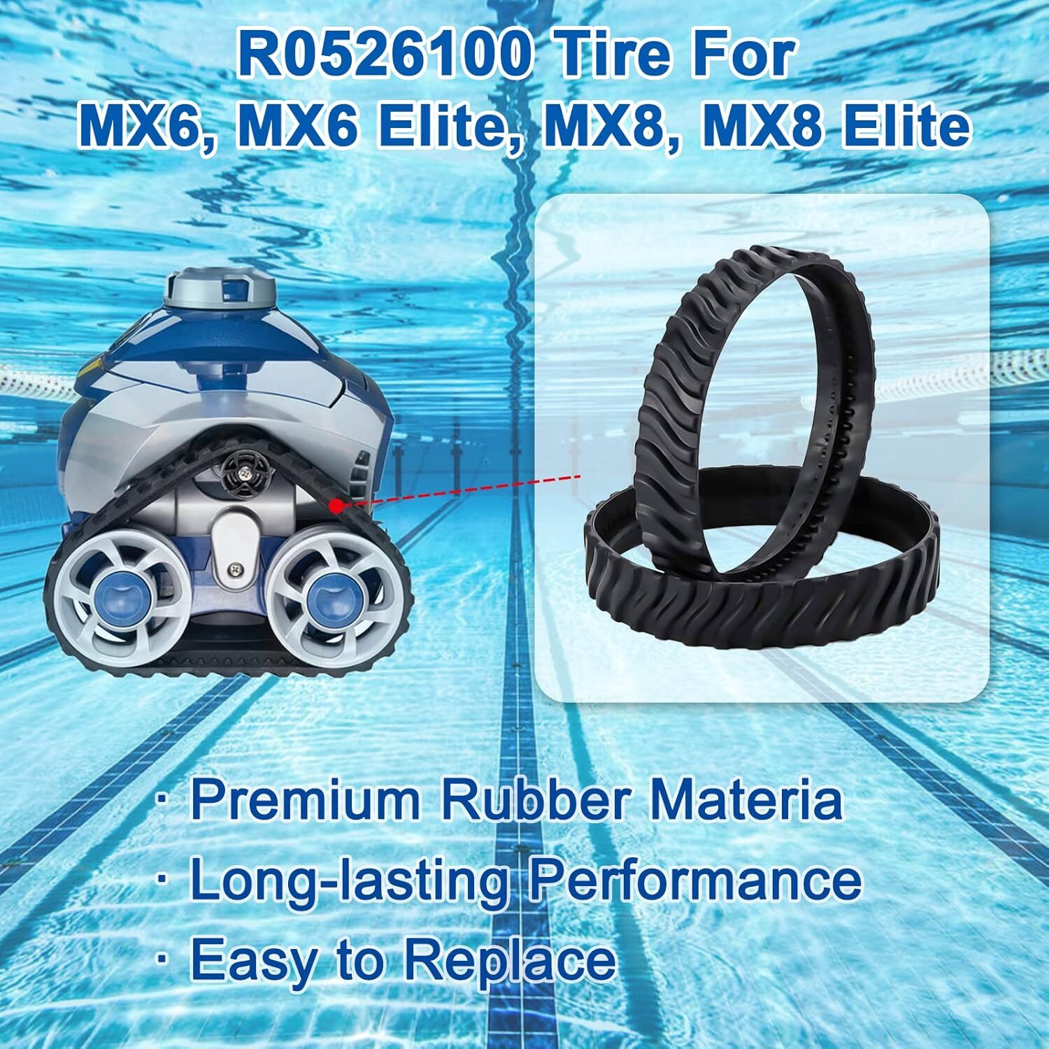 Parts R0526100 MX8 MX6 Swimming Pool Cleaner Replacement Tire Track 4 tires 
