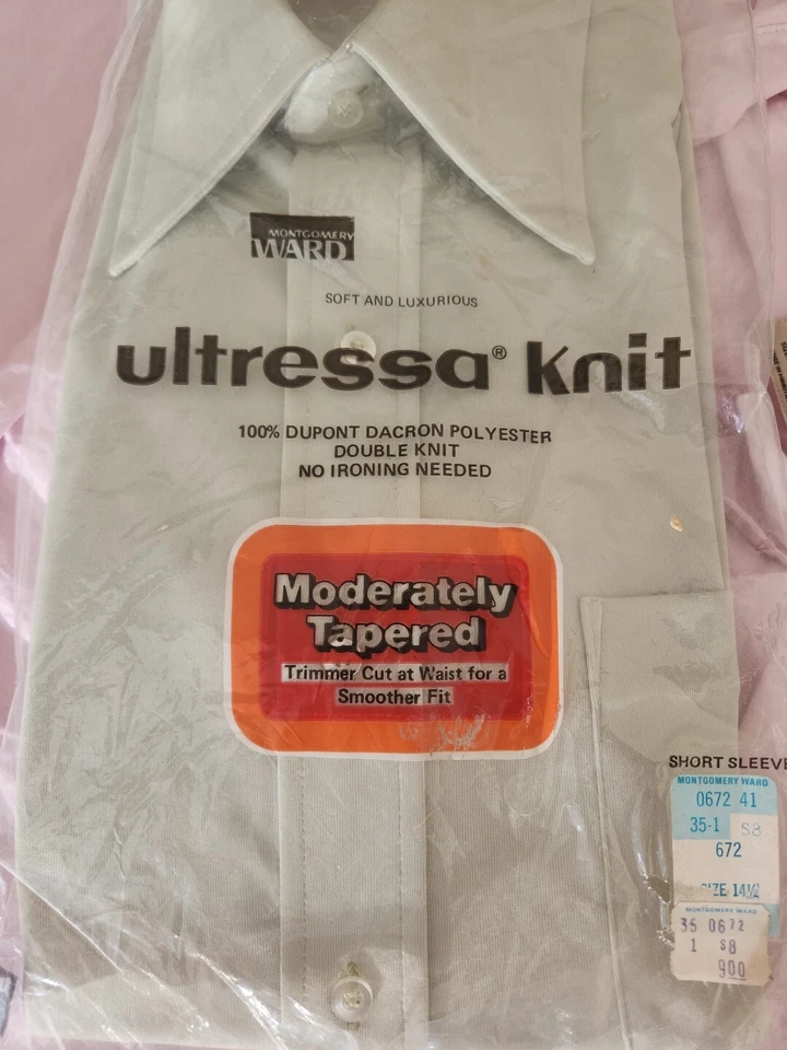 Vintage Montgomery Ward Ultressa Knit Short Sleeve Shirt Men's 14.5 0488 - Изображение 2 из 4