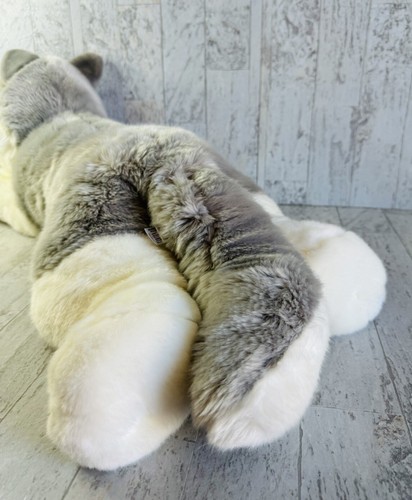 Aurora Jumbo Husky Wolf Flopsies Mush Plush 28” Rare - Picture 9 of 11