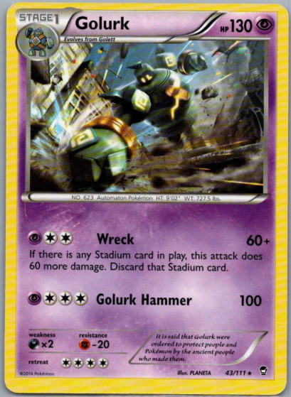 Pokemon - Golurk - 43/111 - Rare - Furious Fists - NM/M