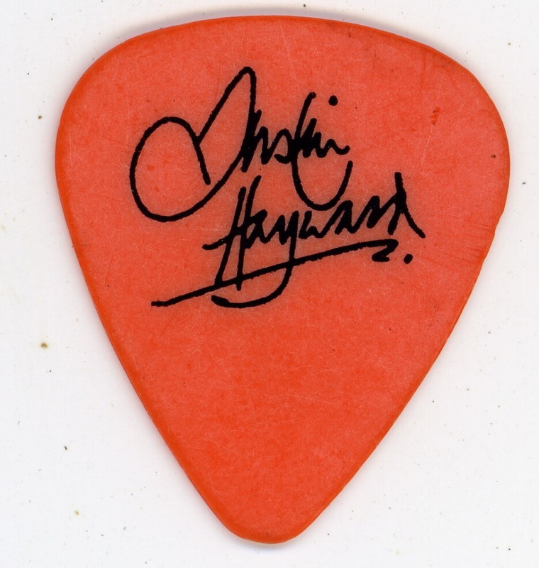 Rare JUSTIN HAYWARD Moody Blues Signature Orange Guitar Pick -- LOOK
