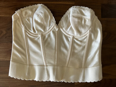 Vtg Lady Cameo Dallas Couture Bustier Bra 36A Lingerie Beige Boned Plunge  Nylon | eBay