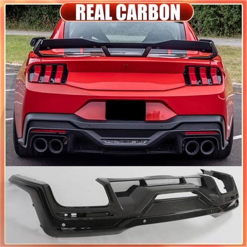 For Ford Mustang Dark Horse 2024UP REAL CARBON Rear Bumper Diffuser Lip BODYKIT  - Picture 1 of 11