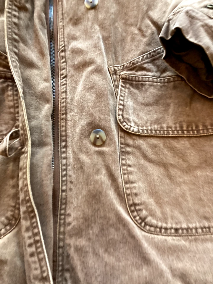 Brandon Thomas Vintage Womens Farm Work Jacket Aztec Lined Sued Hooded Med - Image 4 of 4