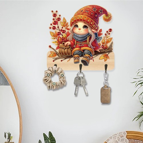 Wooden Cats Dogs Diamond Art Craft Wall Hooks Elf Aniaml for Home