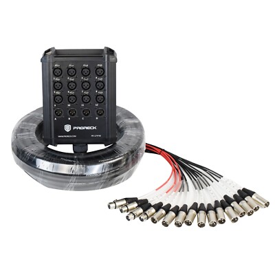 proreck 12-Channel Low Profile XLR Send Circuit Board Snake Splitter Cable 50Ft