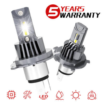 LED For MIATA 1999-2000 Headlight Kit H4/9003 6000K White COB Bulbs HI/Lo Beam