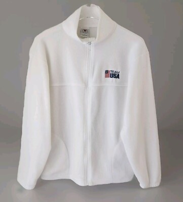 US Olympic Comittee Team USA Fleece Pullover Womens M White Embroidered Made USA