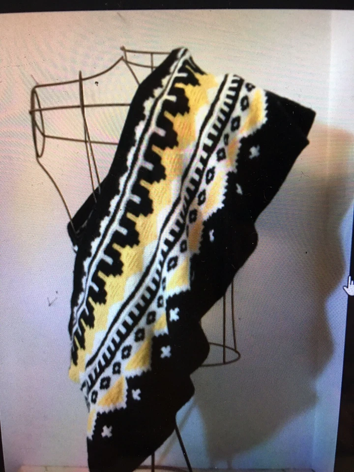 Ralph Lauren Etiqueta Azul OSFA Mezcla Cachemira Tejido Tribal Estampado Chal Envoltura Foto 2 de 4