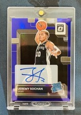 Jeremy Sochan 2022-23 Donruss Optic Purple Signatures Auto #236 Rookie RC Spurs