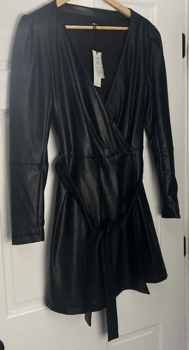 7 For All Mankind Leather XS Wrap Dress Off White NWOT | eBay