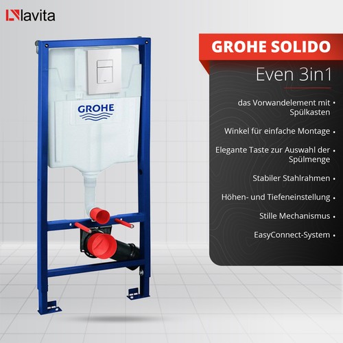 GROHE Vorwandelement Solido + Wand WC Sofi Slim Folklor + Knopf Set - Bild 7 von 29