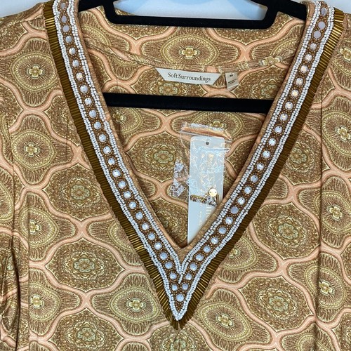 NWT Soft Surroundings Lillia Beaded V Neck Print Tunic Top 3/4 Sleeves Sz M $110 - Picture 4 of 14