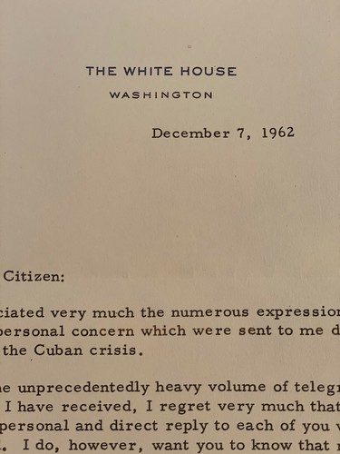 John F Kennedy -Typed Letter Signed - Printed Signature Re/ CUBA Crisis - LOOK - Picture 3 of 3