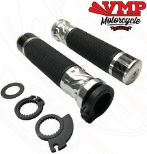 UNIVERSAL 22mm 7/8" MOTORCYCLE MOTORBIKE HANDLEBAR GRIPS TWIST GRIP SILVER 