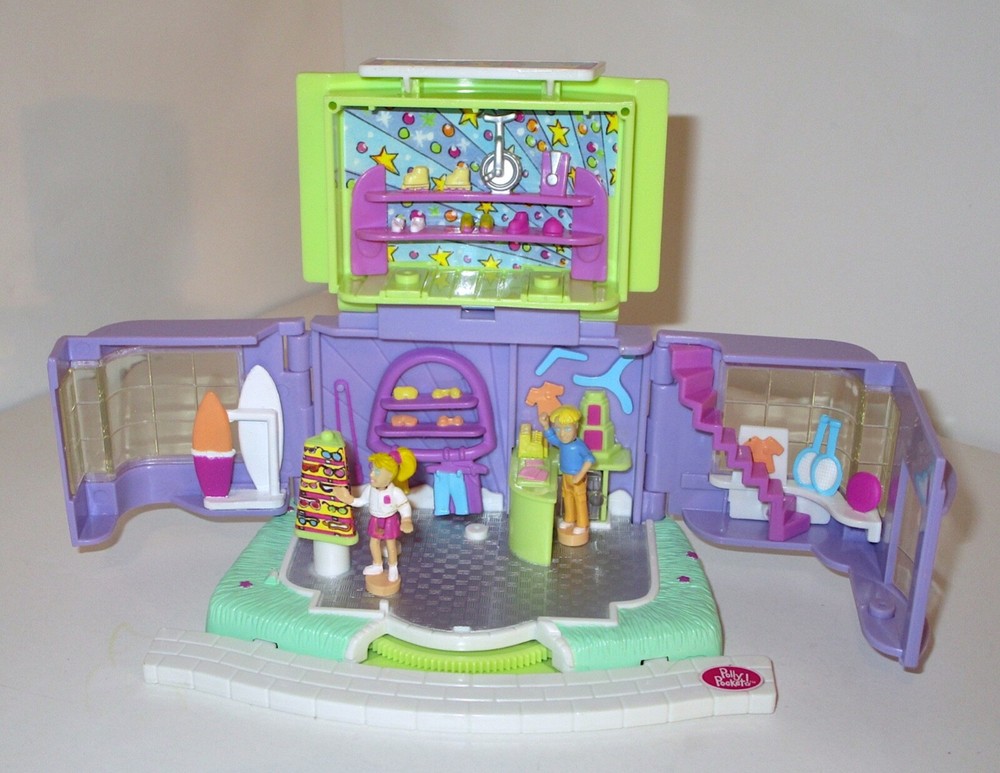 Vtg 2000 Polly Pocket Magic Movin Sports Shop Playset Moving Polly & Rick Mattel