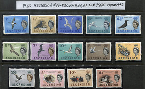🦋🦋Ascension 1963 BIRDS complete set #75-88(14)MH, OG, VF, Sc$78.25