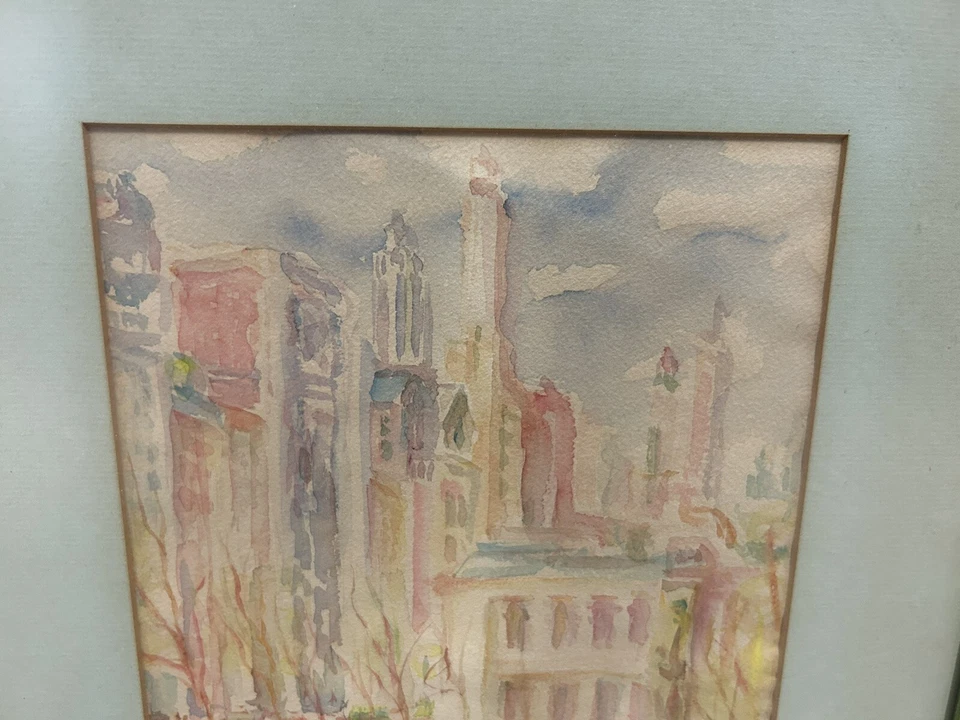 George Engel WPA Art Deco Acuarela Michigan Avenue Años 20/30 Aspecto Modernista Foto 3 de 4