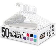 Plastic Hangers 50 Pack - Space Saving Clothes Hanger - Durable  Strong Clos...