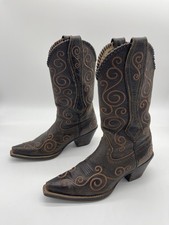 Ariat Cowgirl Boots Brown Bronze Embroidery Western Snip Toe Whipstitch Women 7B
