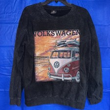 Volkswagen Vintage Beach Bus Crewneck Sweatshirt Men's Size Medium Black #548