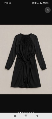 GUESS Trapezkleid schwarz M knielang Rundhals Spitze Langarm Reißverschluss
